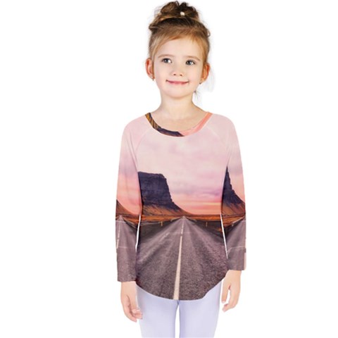 Iceland Sky Clouds Sunset Kids  Long Sleeve Tee by BangZart