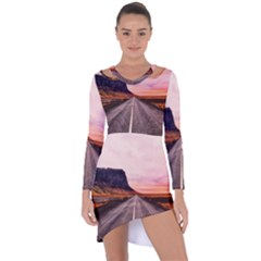 Iceland Sky Clouds Sunset Asymmetric Cut-out Shift Dress by BangZart