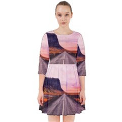 Iceland Sky Clouds Sunset Smock Dress by BangZart