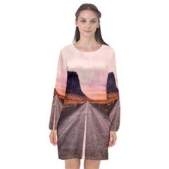 Iceland Sky Clouds Sunset Long Sleeve Chiffon Shift Dress  by BangZart