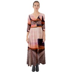 Iceland Sky Clouds Sunset Button Up Boho Maxi Dress by BangZart