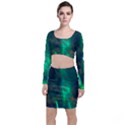 Northern Lights Plasma Sky Long Sleeve Crop Top & Bodycon Skirt Set View1