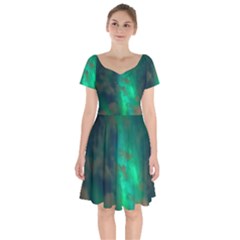 Northern Lights Plasma Sky Short Sleeve Bardot Dress by BangZart