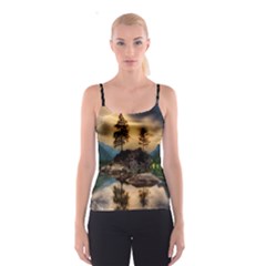 Sunset Dusk Sky Clouds Lightning Spaghetti Strap Top by BangZart