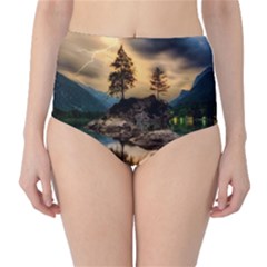 Sunset Dusk Sky Clouds Lightning High-waist Bikini Bottoms by BangZart