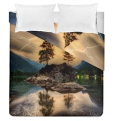 Sunset Dusk Sky Clouds Lightning Duvet Cover Double Side (queen Size) by BangZart