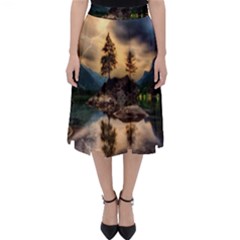 Sunset Dusk Sky Clouds Lightning Folding Skater Skirt