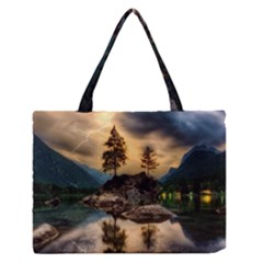 Sunset Dusk Sky Clouds Lightning Zipper Medium Tote Bag by BangZart