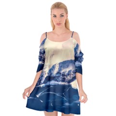 Antarctica Mountains Sunrise Snow Cutout Spaghetti Strap Chiffon Dress