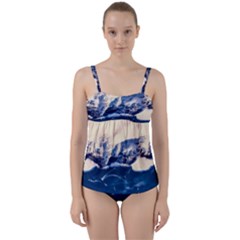 Antarctica Mountains Sunrise Snow Twist Front Tankini Set by BangZart