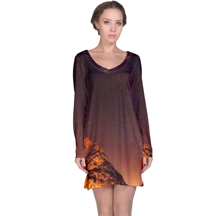 Italy Night Evening Stars Long Sleeve Nightdress