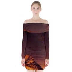 Italy Night Evening Stars Long Sleeve Off Shoulder Dress by BangZart