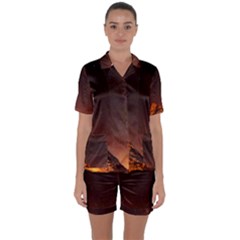 Italy Night Evening Stars Satin Short Sleeve Pyjamas Set by BangZart