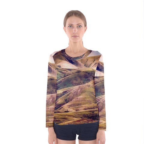 Iceland Mountains Sky Clouds Women s Long Sleeve Tee by BangZart