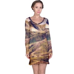 Iceland Mountains Sky Clouds Long Sleeve Nightdress by BangZart