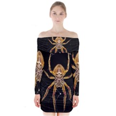 Insect Macro Spider Colombia Long Sleeve Off Shoulder Dress by BangZart