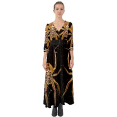 Insect Macro Spider Colombia Button Up Boho Maxi Dress