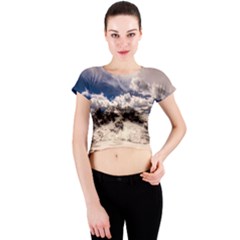 Italy Landscape Mountains Winter Crew Neck Crop Top by BangZart