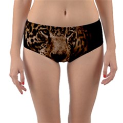 Jaguar Water Stalking Eyes Reversible Mid-waist Bikini Bottoms