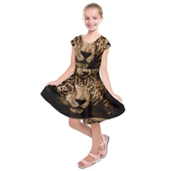 Jaguar Water Stalking Eyes Kids  Short Sleeve Dress by BangZart