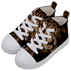 Jaguar Water Stalking Eyes Kid s Mid-top Canvas Sneakers by BangZart