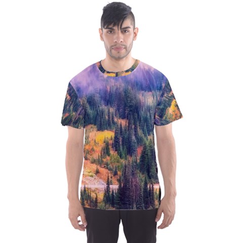 Landscape Fog Mist Haze Forest Men s Sports Mesh Tee by BangZart