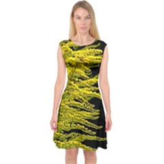 Golden Rod Gold Diamond Capsleeve Midi Dress by BangZart