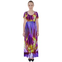 Flower Blossom Bloom Nature High Waist Short Sleeve Maxi Dress