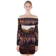 Viaduct Structure Landmark Historic Long Sleeve Off Shoulder Dress by BangZart