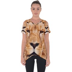 Africa African Animal Cat Close Up Cut Out Side Drop Tee by BangZart