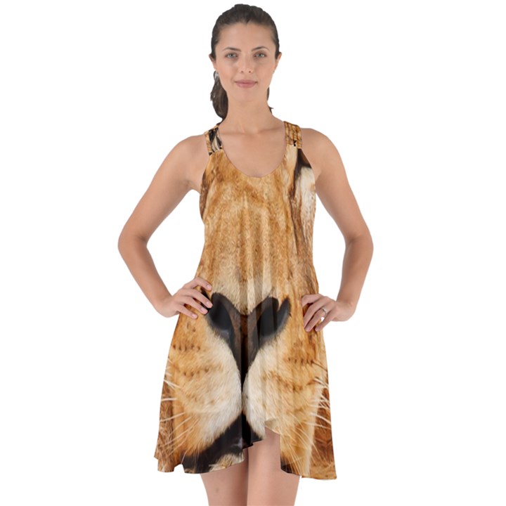 Africa African Animal Cat Close Up Show Some Back Chiffon Dress