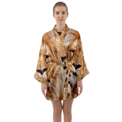 Africa African Animal Cat Close Up Long Sleeve Kimono Robe