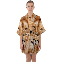 Africa African Animal Cat Close Up Quarter Sleeve Kimono Robe