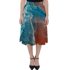 Sea Ocean Coastline Coast Sky Folding Skater Skirt