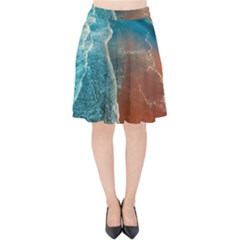 Sea Ocean Coastline Coast Sky Velvet High Waist Skirt by BangZart