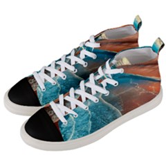 Sea Ocean Coastline Coast Sky Men s Mid-top Canvas Sneakers by BangZart