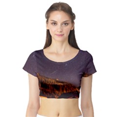 Italy Cabin Stars Milky Way Night Short Sleeve Crop Top by BangZart