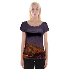 Italy Cabin Stars Milky Way Night Cap Sleeve Tops by BangZart