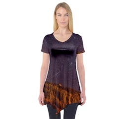 Italy Cabin Stars Milky Way Night Short Sleeve Tunic  by BangZart