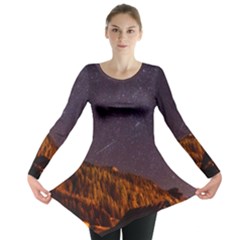 Italy Cabin Stars Milky Way Night Long Sleeve Tunic  by BangZart