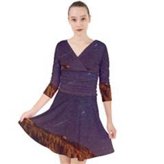 Italy Cabin Stars Milky Way Night Quarter Sleeve Front Wrap Dress	 by BangZart