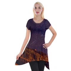 Italy Cabin Stars Milky Way Night Short Sleeve Side Drop Tunic by BangZart