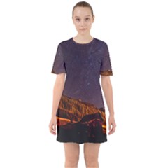 Italy Cabin Stars Milky Way Night Sixties Short Sleeve Mini Dress by BangZart