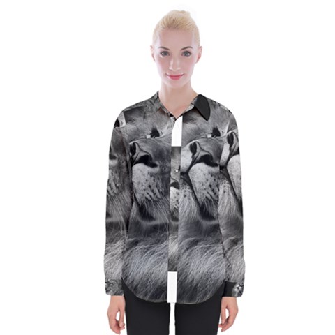 Feline Lion Tawny African Zoo Womens Long Sleeve Shirt by BangZart