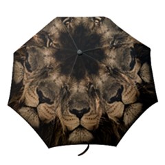 African Lion Mane Close Eyes Folding Umbrellas by BangZart