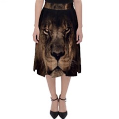 African Lion Mane Close Eyes Folding Skater Skirt