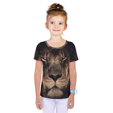 African Lion Mane Close Eyes Kids  One Piece Tee by BangZart