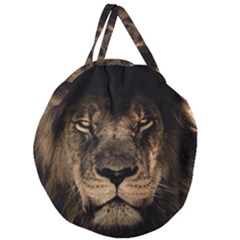 African Lion Mane Close Eyes Giant Round Zipper Tote by BangZart