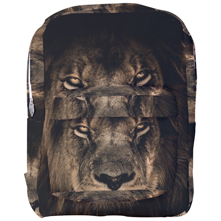 African Lion Mane Close Eyes Full Print Backpack