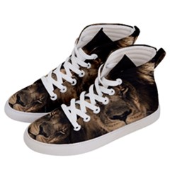 African Lion Mane Close Eyes Women s Hi-top Skate Sneakers by BangZart